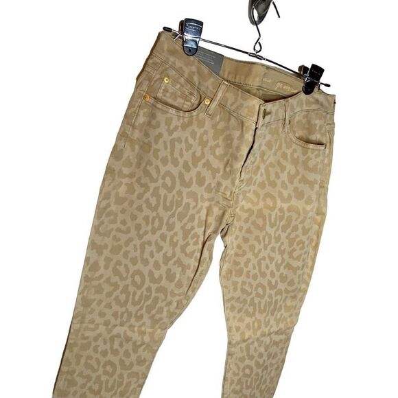 7 For All Mankind Gwenevere Cheetah print neutral super skinny jeans 31 $189 ret - Picture 2 of 9